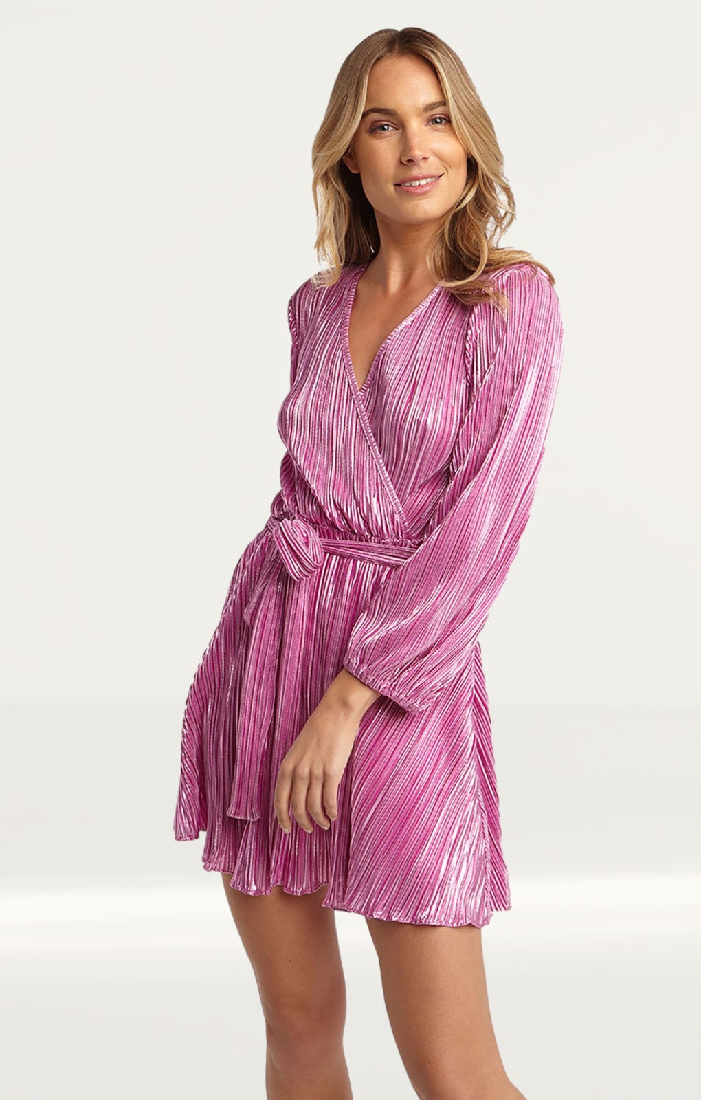 Bardot Pink Shine Bellissa Pleat Dress