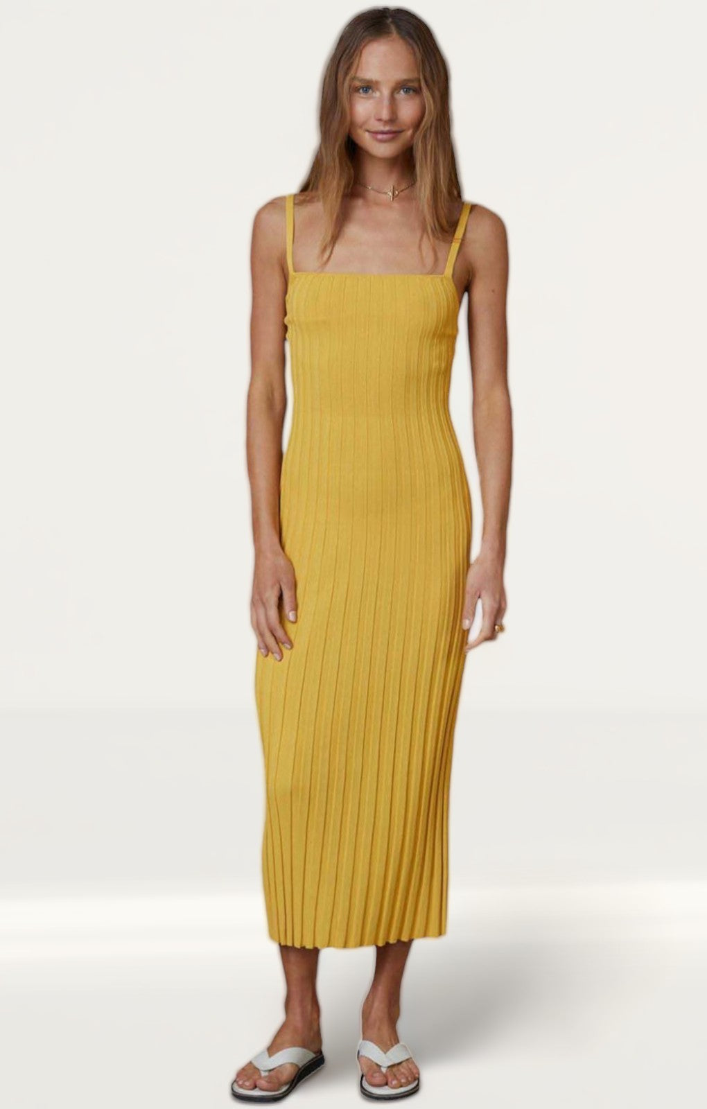 Bec + Bridge Yellow Antoinette Knit Midi Dress