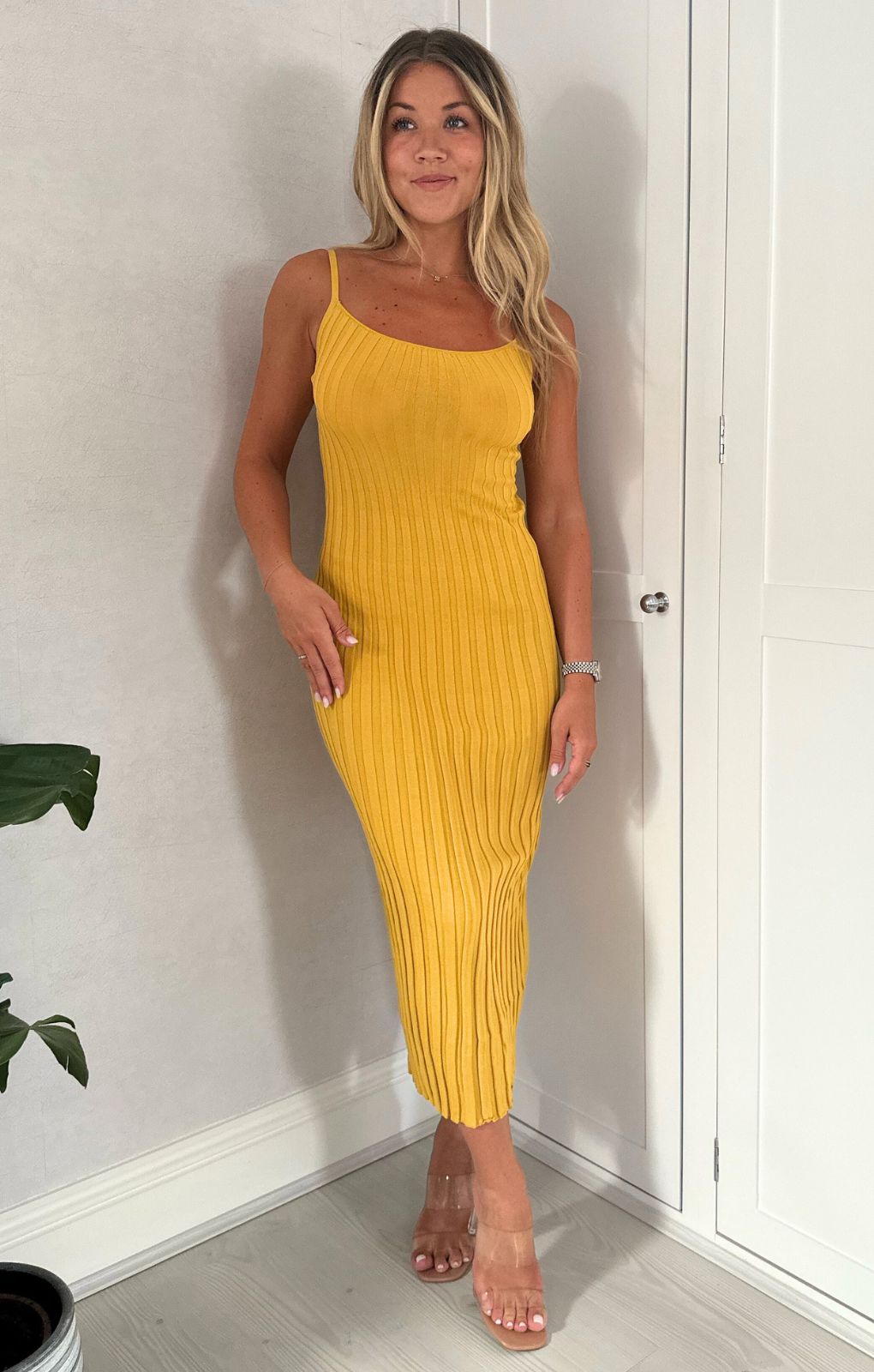 Bec + Bridge Yellow Antoinette Knit Midi Dress