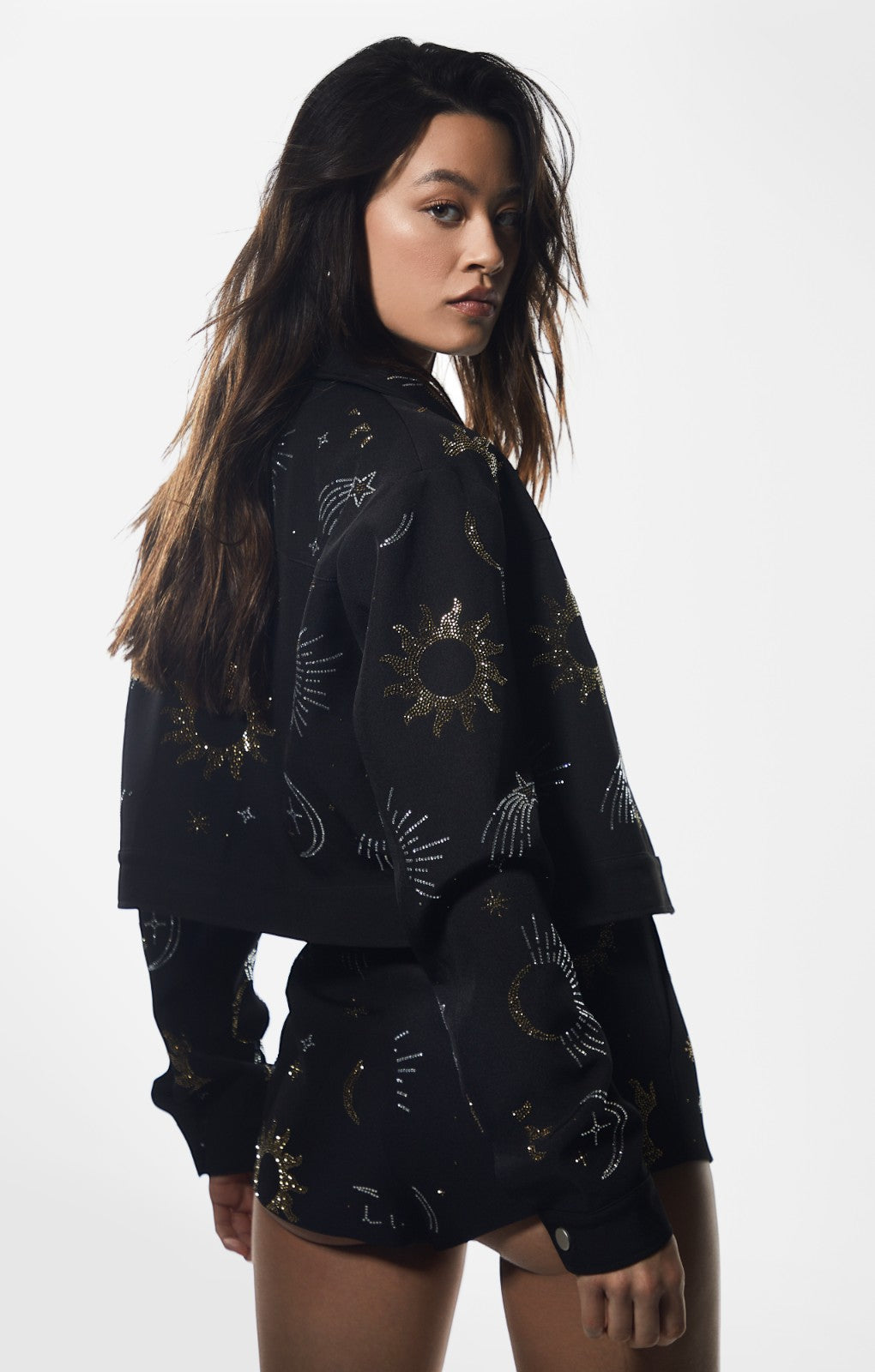 Nasty Gal Premium Diamante Celestial Trucker Jacket