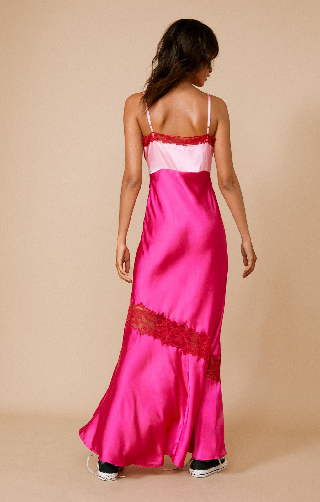 Nasty Gal Satin Lace Trim Maxi Dress