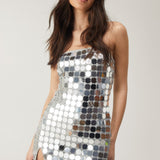 Nasty Gal Mirrorball Disc Sequin Bandeau Split Mini Dress