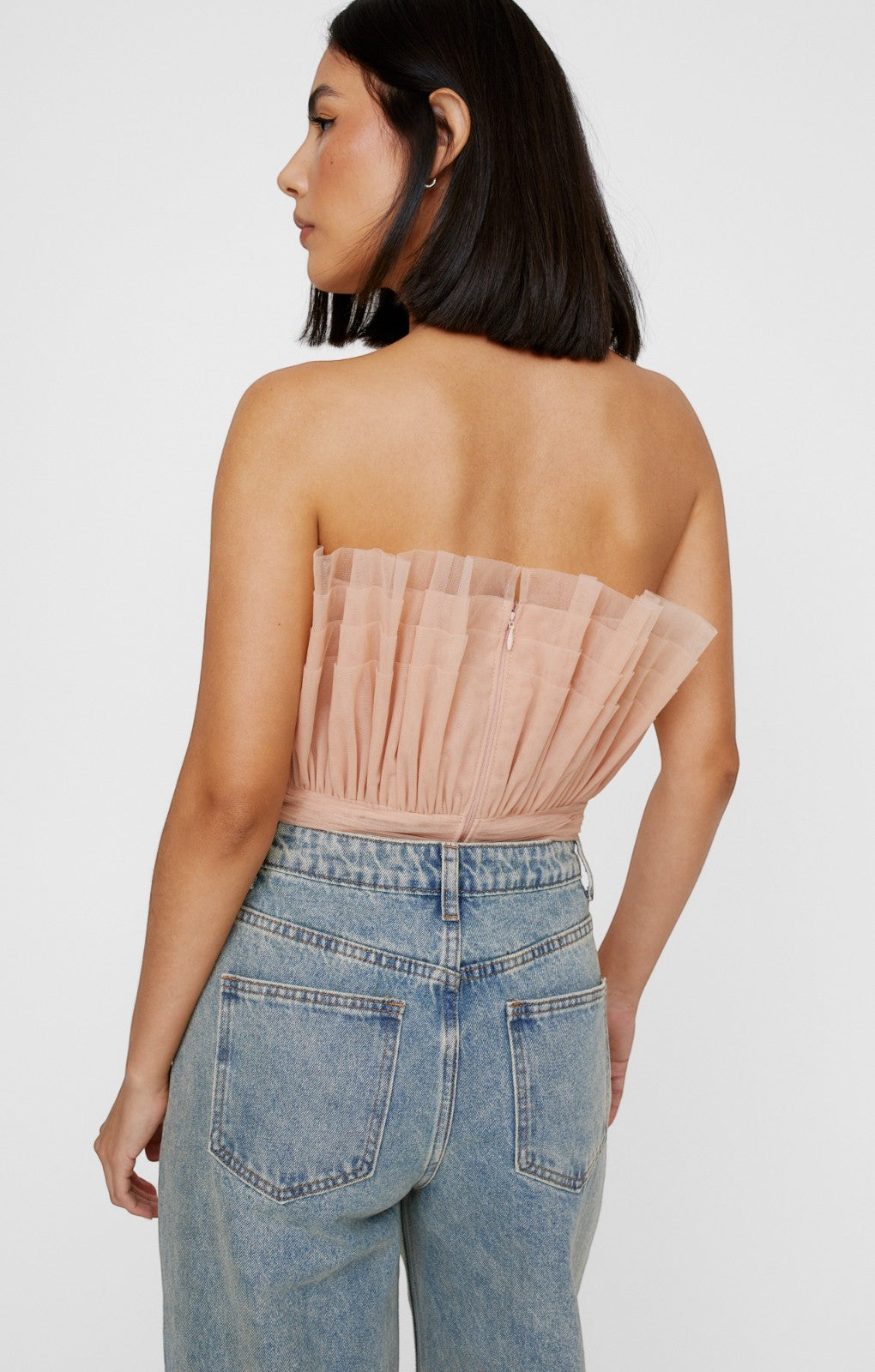 Nasty Gal Pleated Tulle Bandeau Bodysuit