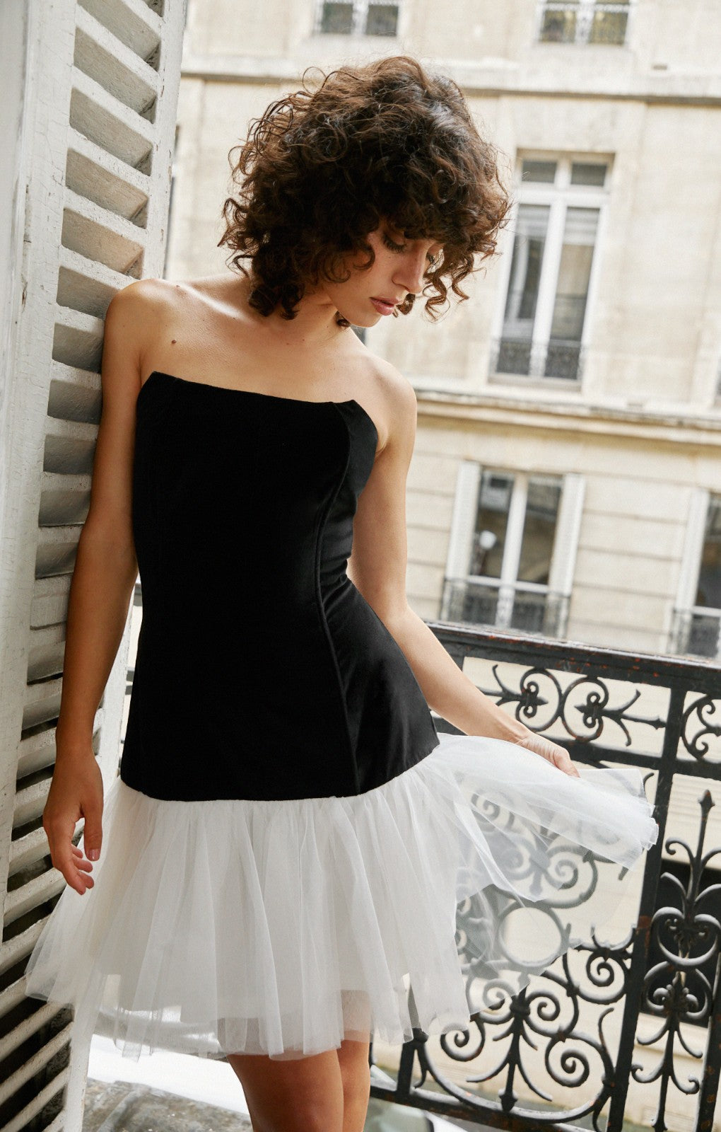 Nasty Gal Corset Velvet Tulle Hem Bandeau Dress