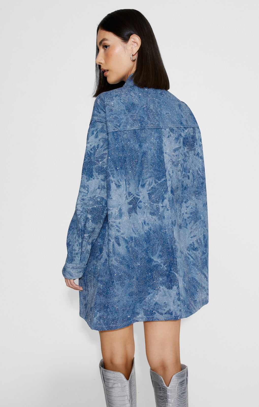 Nasty Gal Shimmer Denim Oversized Shirt