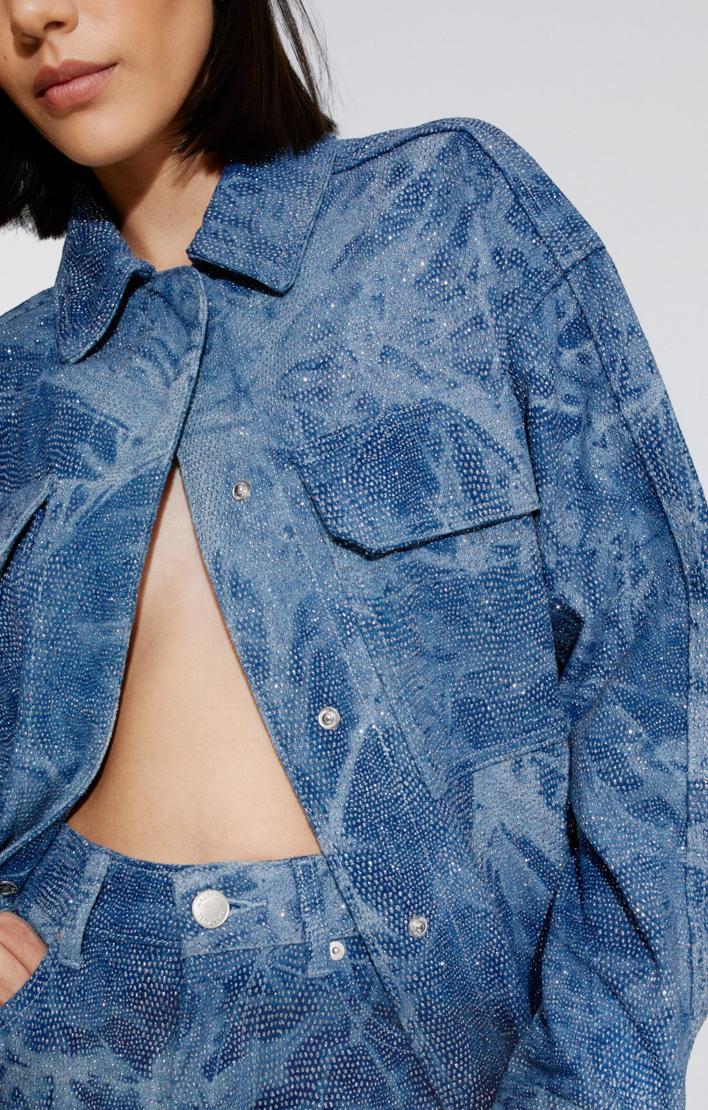 Nasty Gal Shimmer Denim Oversized Shirt