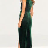 Bianca & Bridgett Emerald Lauren Maxi Thigh Split Velvet Dress