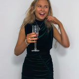 Bianca & Bridgett Emerald Natalia Short Velvet Dress