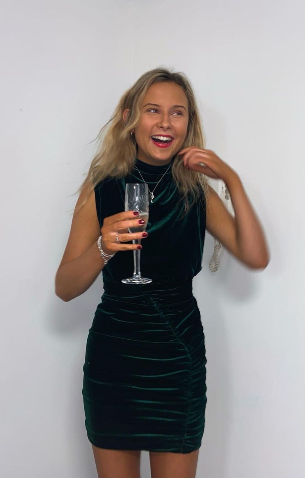 Bianca & Bridgett Emerald Natalia Short Velvet Dress