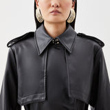 Karen Millen Tailored Faux Leather Belted Trench Coat