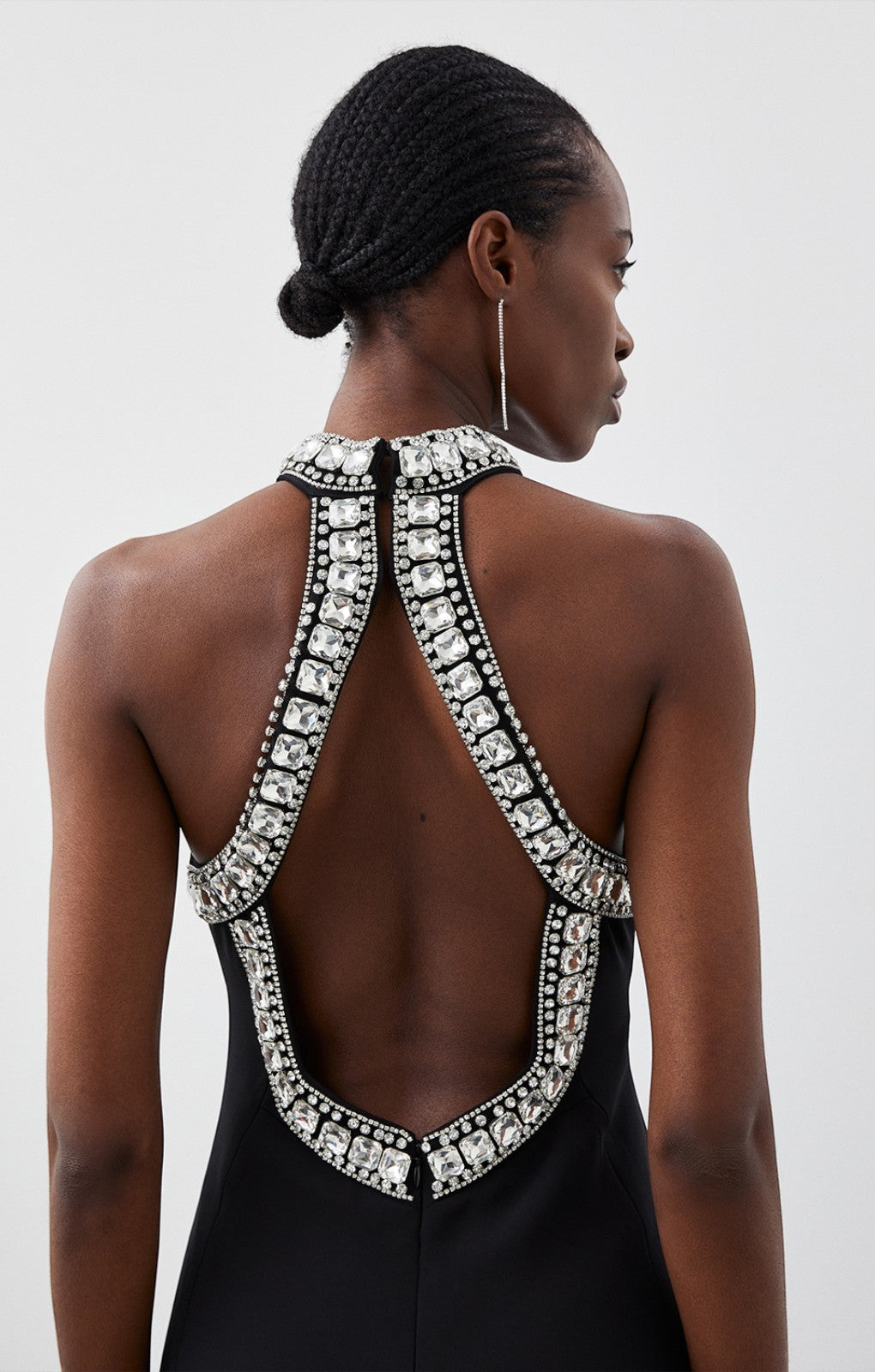 Karen Millen Crystal Embellished Halter Woven Maxi Dress