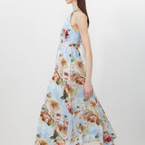 Karen Millen Silk Cotton Rose Print Halter Woven Maxi Dress