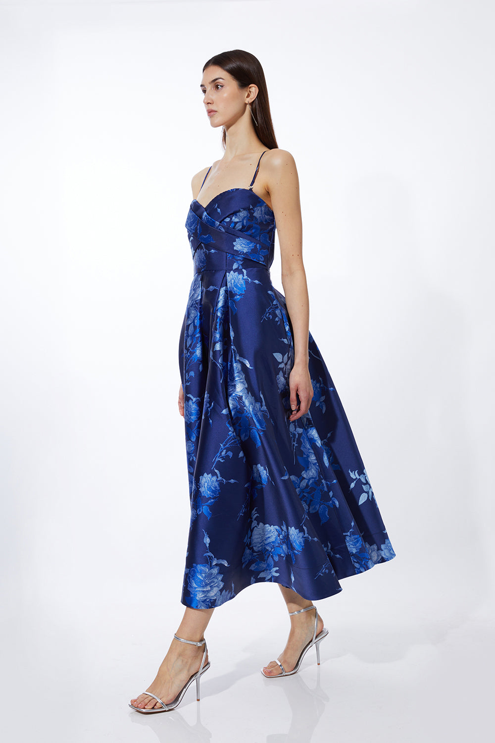 Karen Millen Jacquard Strapless Front Split Maxi Dress