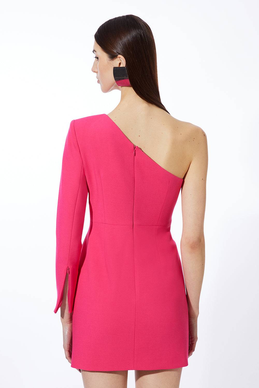 Karen Millen Compact Stretch One Shoulder Pleated Waist Mini Dress