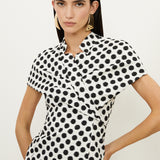 Karen Millen Tailored Jacquard Spot Midi Pencil Dress