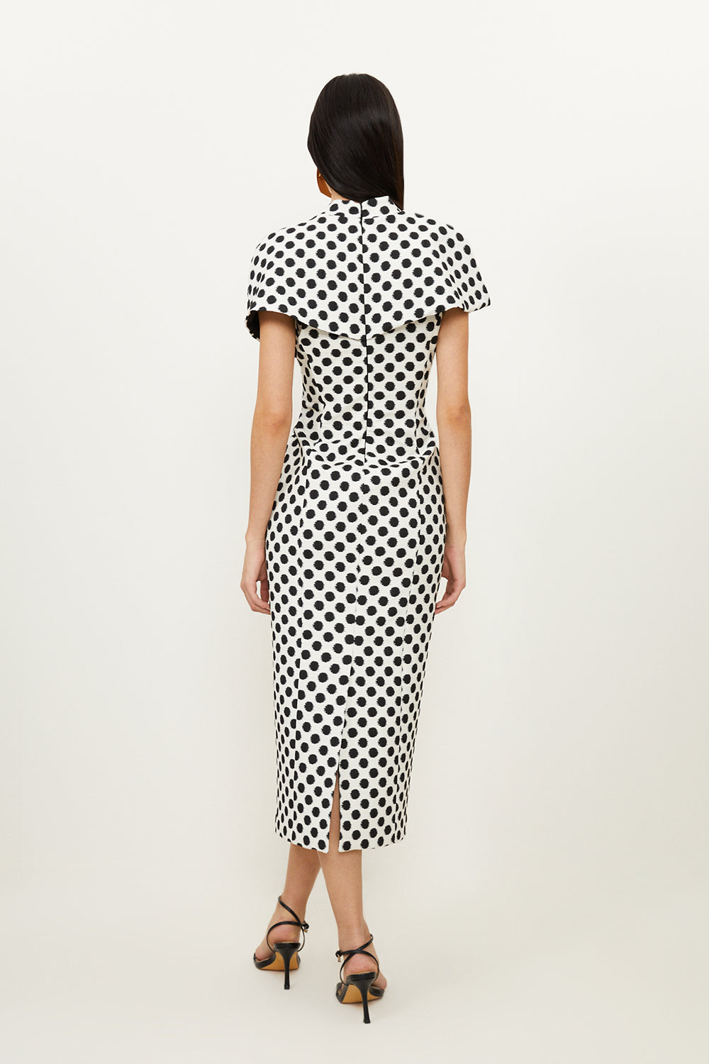 Karen Millen Tailored Jacquard Spot Midi Pencil Dress