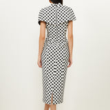 Karen Millen Tailored Jacquard Spot Midi Pencil Dress