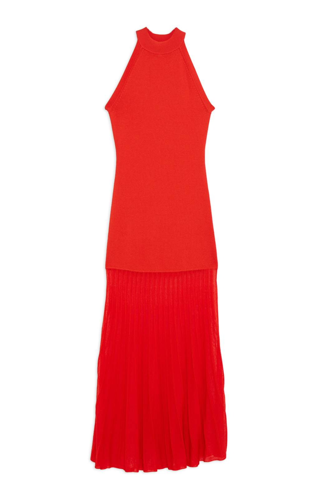 Karen Millen Viscose Blend Knit Halter Neck Sheer Skirt Midaxi Dress
