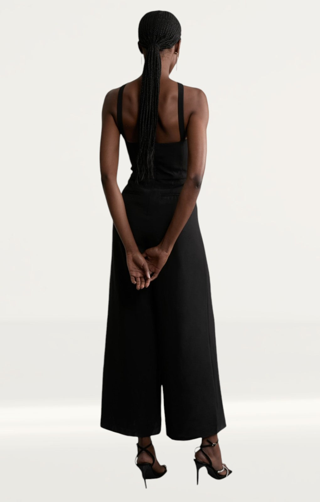 Karen Millen Compact Stretch Viscose Crystal Embellished Rosette Wide Leg Tailored Jumpsuit