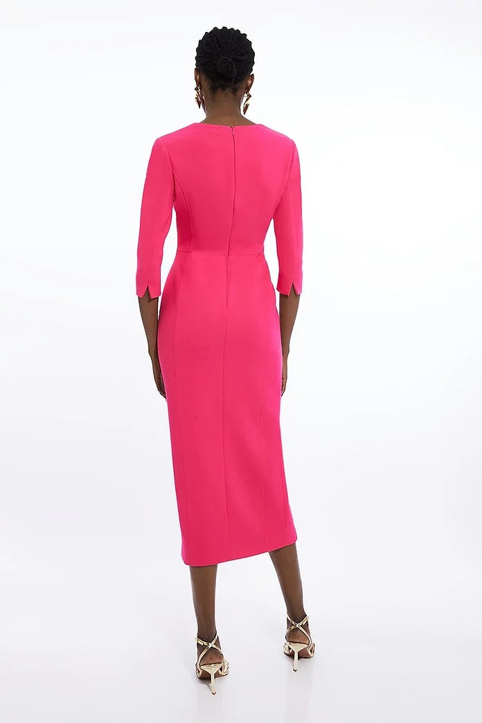 Karen Millen Structured Crepe Sweetheart Neck Split Front Midaxi Dress – dresses by Karen Millen, available to rent from Hirestreet