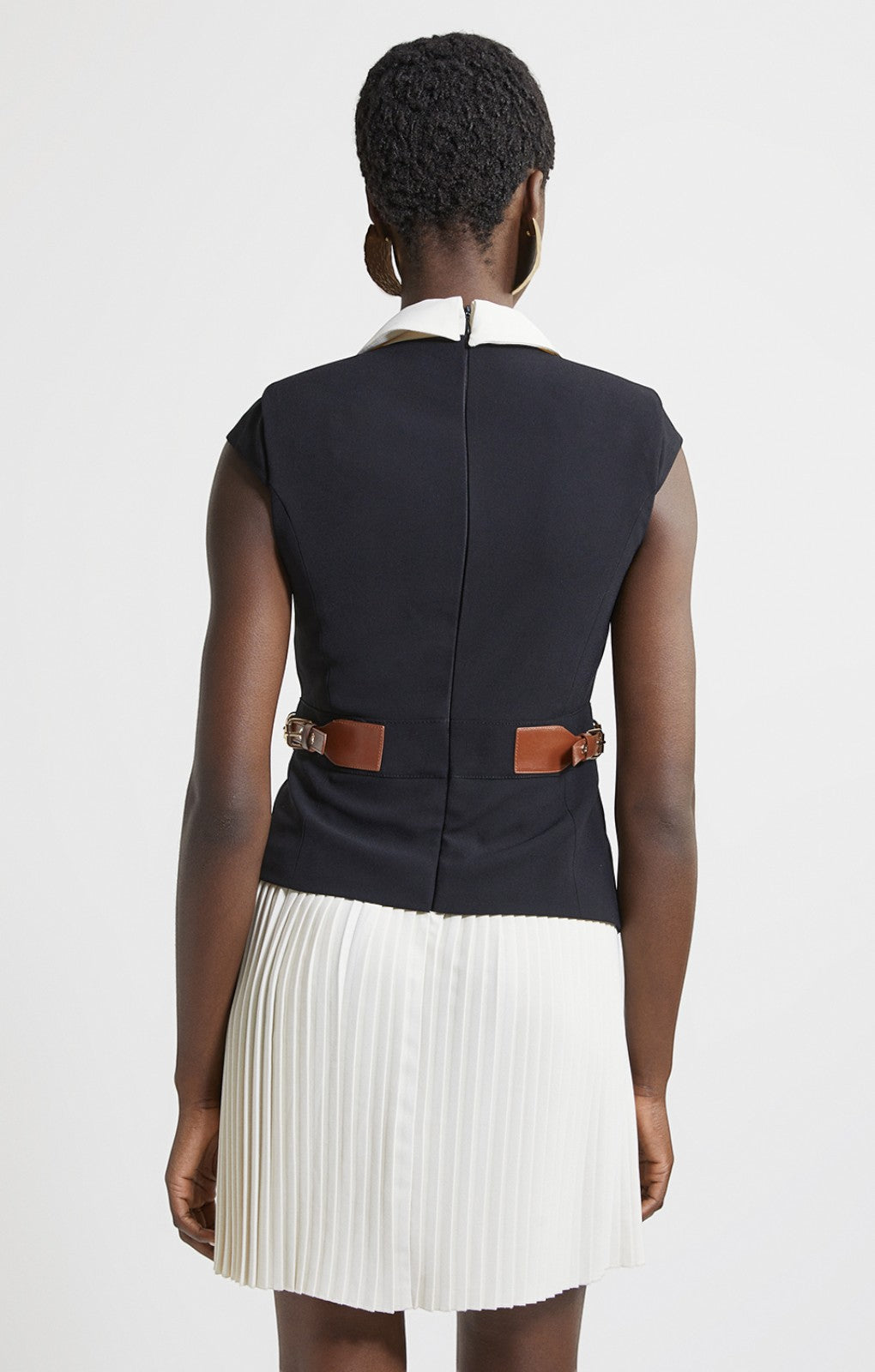 Karen Millen Soft Tailored Crepe Tab Detail Pleated Mini Dress