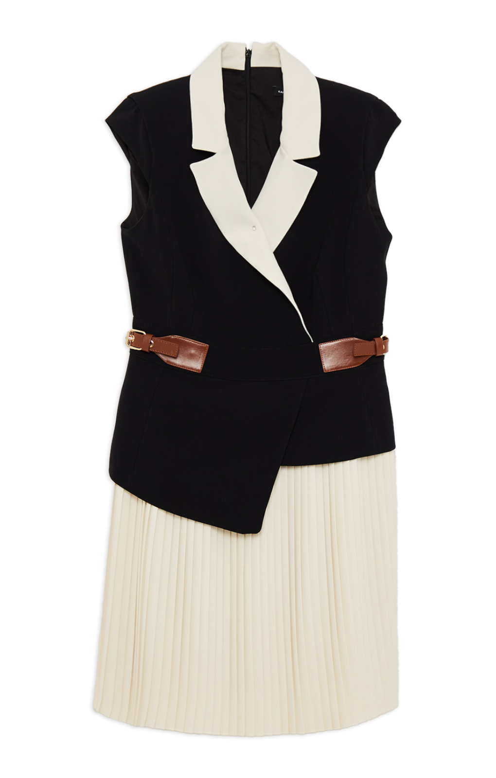 Karen Millen Soft Tailored Crepe Tab Detail Pleated Mini Dress
