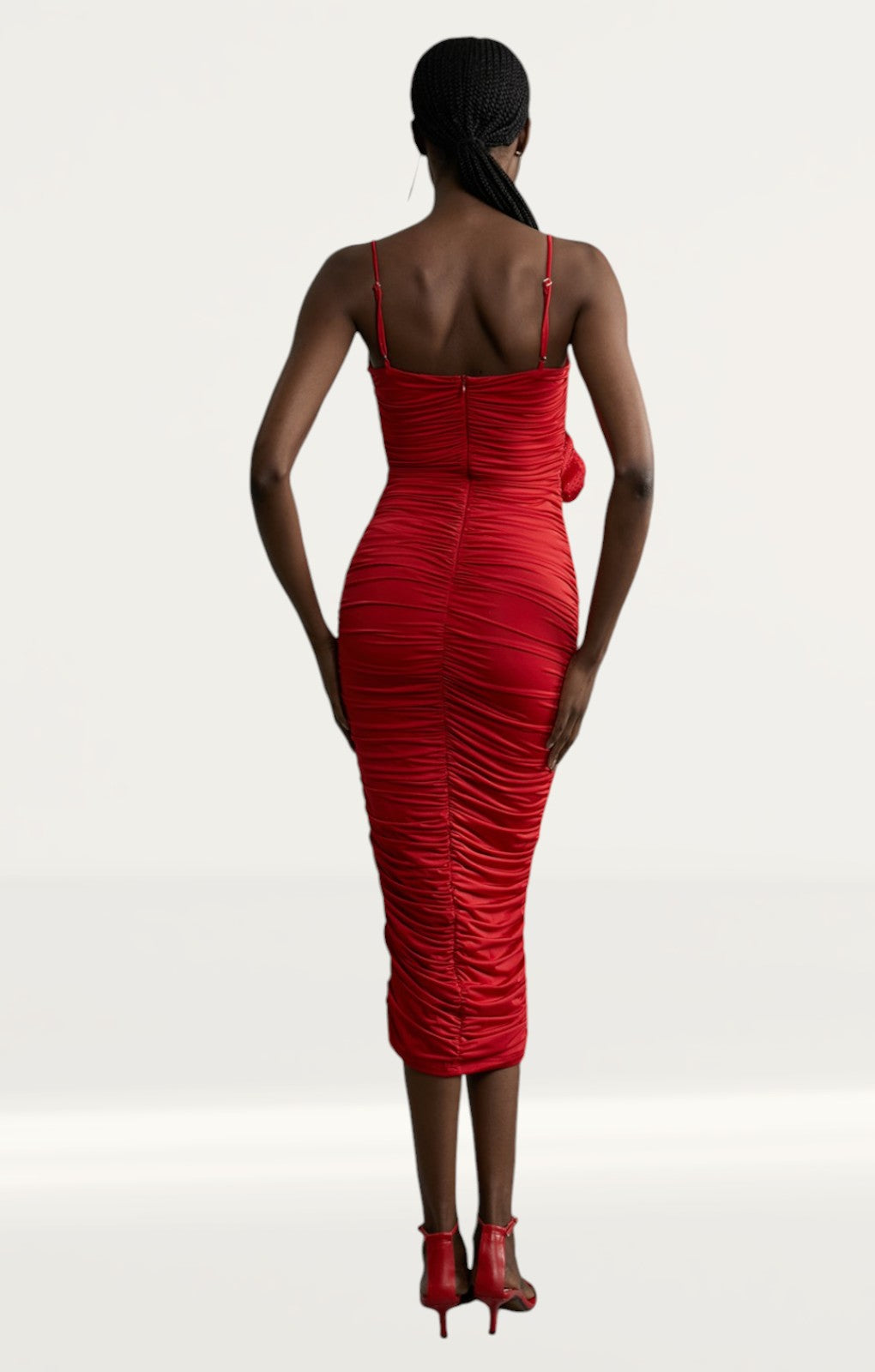 Karen Millen Jersey Crepe Embellished Rosette Midi Dress