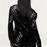 Boohoo Black Sequin Blazer & Wide Leg Co-Ord