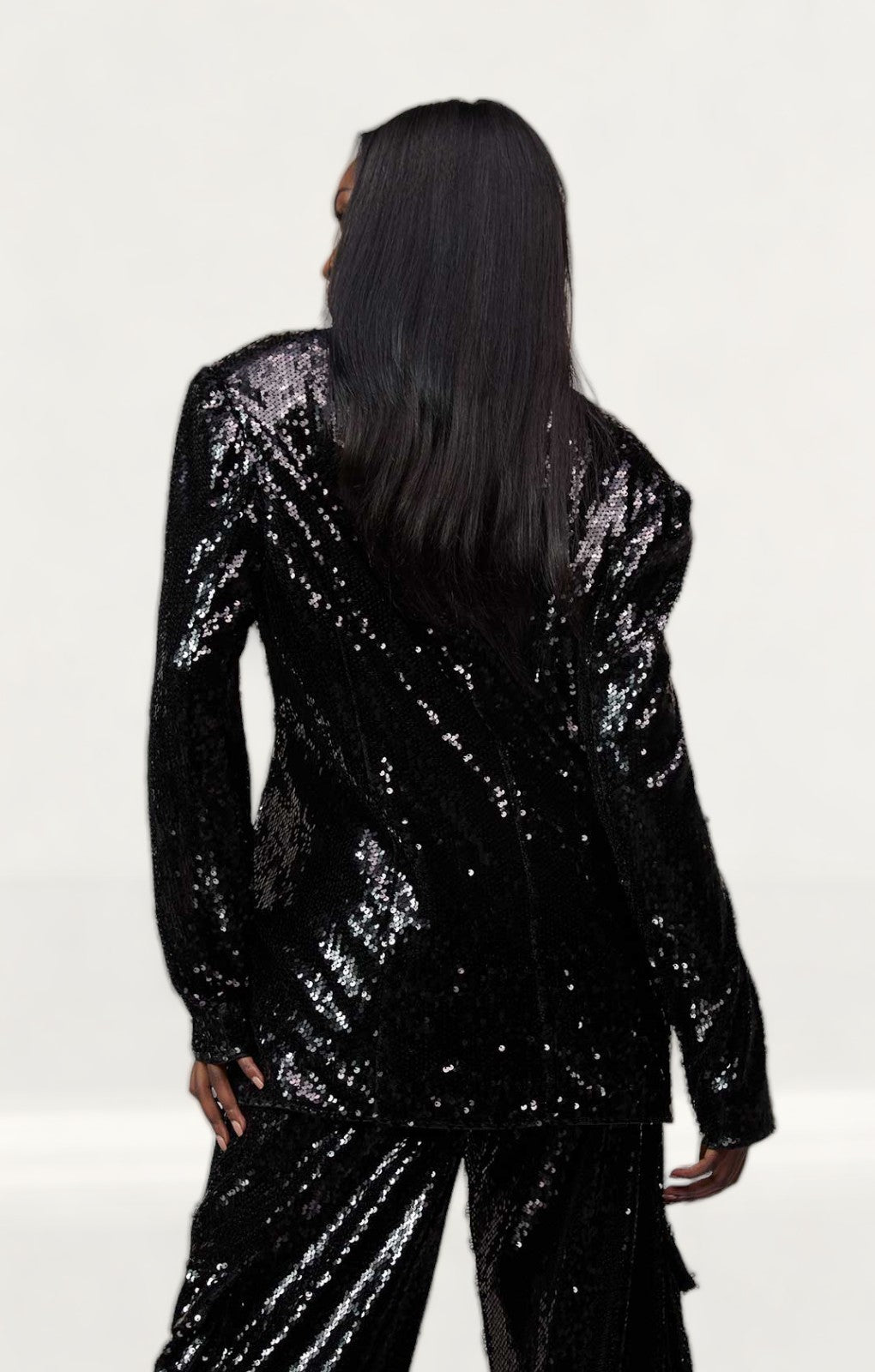 Boohoo Black Sequin Blazer & Wide Leg Co-Ord