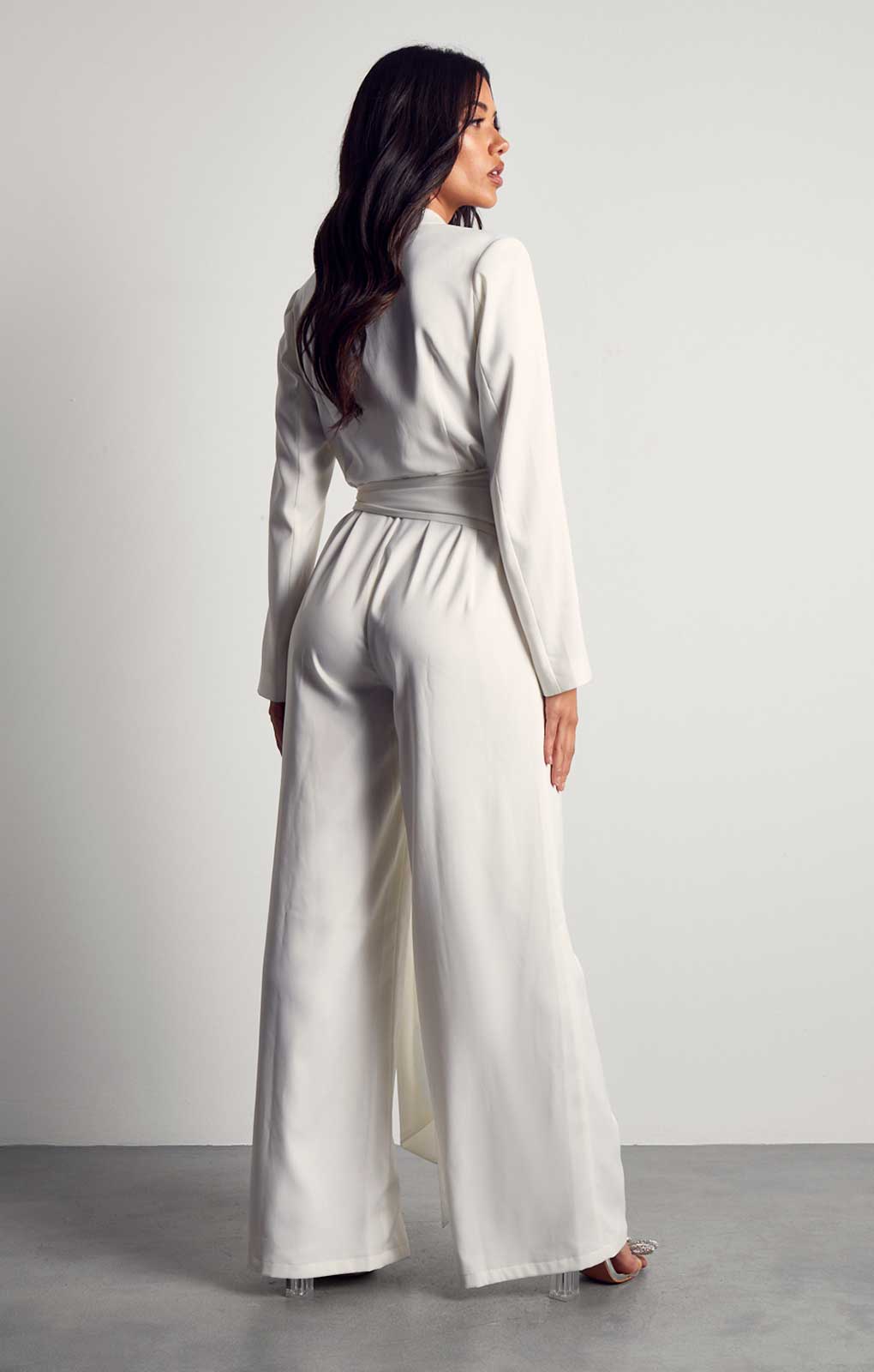 MissPap White Recycled Satin Wrap Detail Jumpsuit
