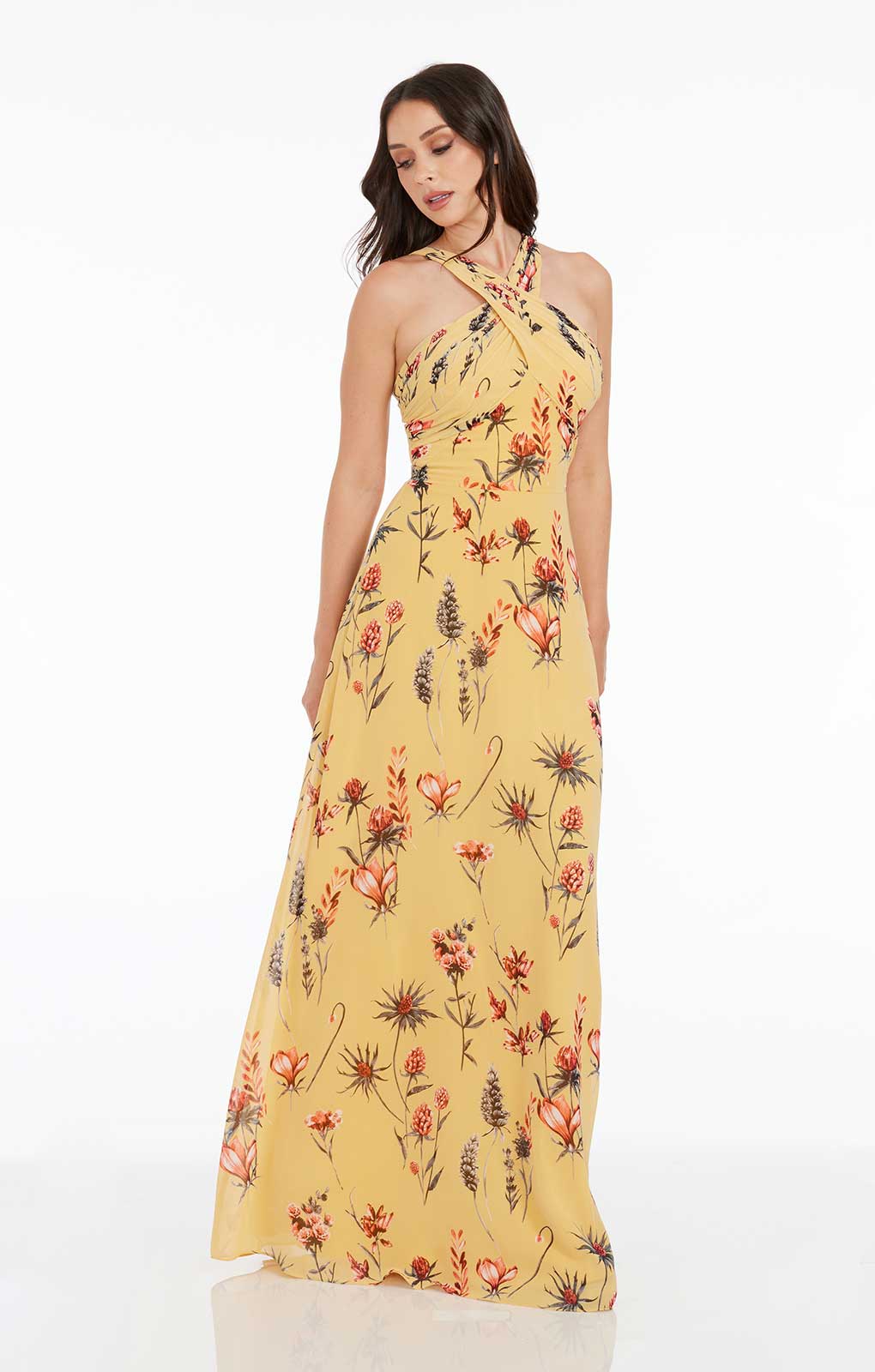 Dress The Population Brenna Canary Multi Floral Maxi Dress
