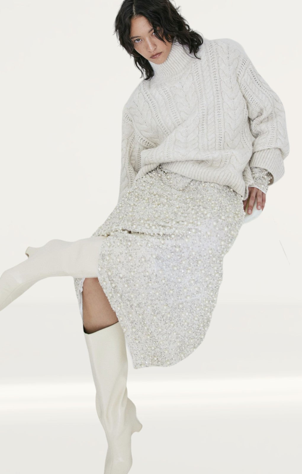 H&M Cable-knit Turtleneck Jumper