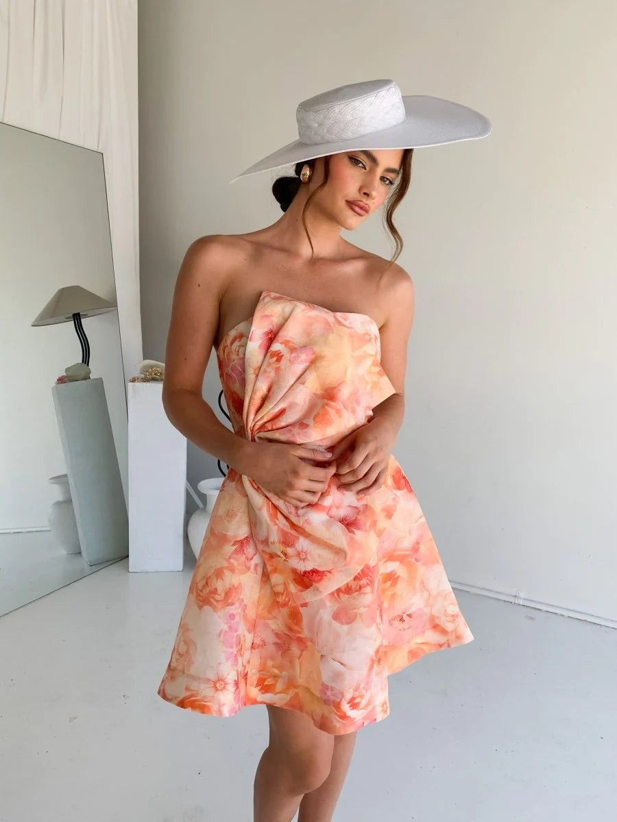 Talulah Camellia Rosetta Coral Print Mini Dress