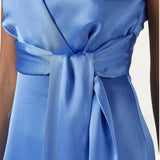 Closet London Blue Wrap A-Line Midi Dress