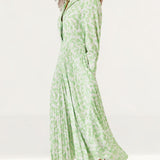 Closet London Lime Green Floral Print Pleated Shirt Dress