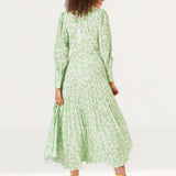 Closet London Lime Green Floral Print Pleated Shirt Dress