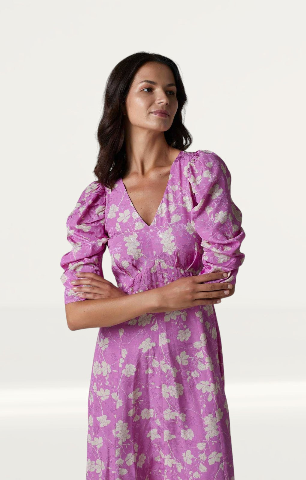 Closet London Pink Floral Print Panelled Midi Dress
