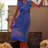 Closet London Blue Wrap A-Line Midi Dress