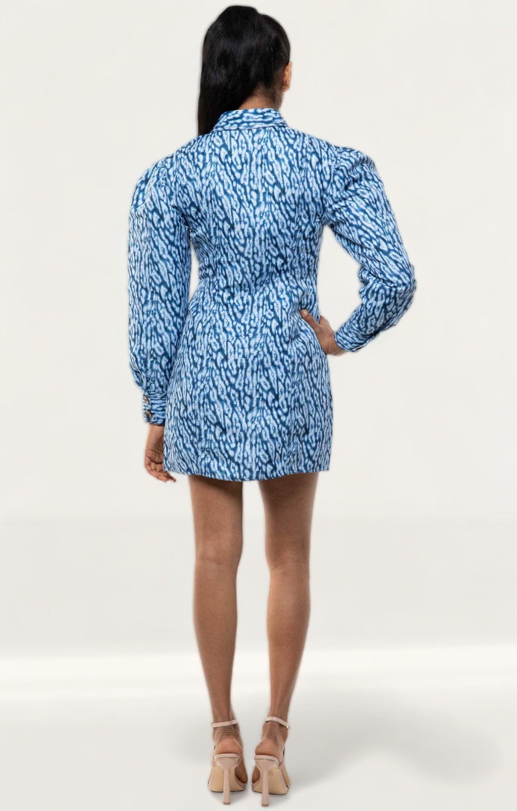 C/Meo Collective Indigo Leopard Good Love Mini Dress