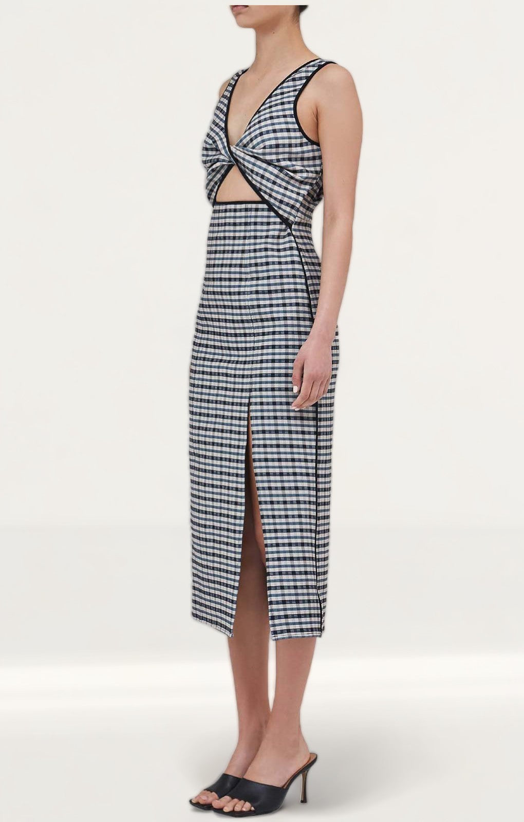 C/Meo Collective Oyster Check Circulate Midi Dress