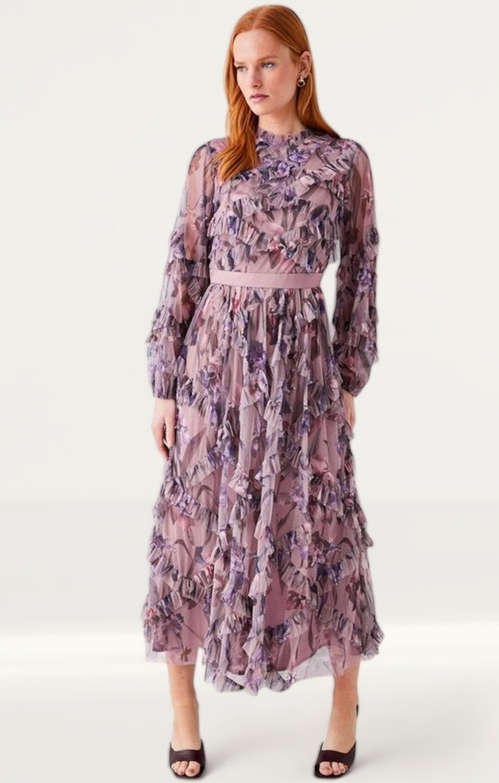 Coast Diamond High Neck Mesh Dress