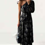 Coast Metallic One Shoulder Belted Dress