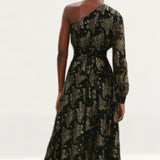 Coast Metallic One Shoulder Belted Dress