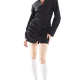 Collusion Gathered Front Blazer Dress In Black Pinstripe – coats & jackets by Collusion, available to rent from Hirestreet
