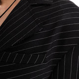 Collusion Gathered Front Blazer Dress In Black Pinstripe – coats & jackets by Collusion, available to rent from Hirestreet