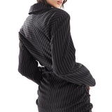 Collusion Gathered Front Blazer Dress In Black Pinstripe – coats & jackets by Collusion, available to rent from Hirestreet