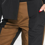 Collusion Straight Spliced Trousers In Black And Brown – trousers by Collusion, available to rent from Hirestreet