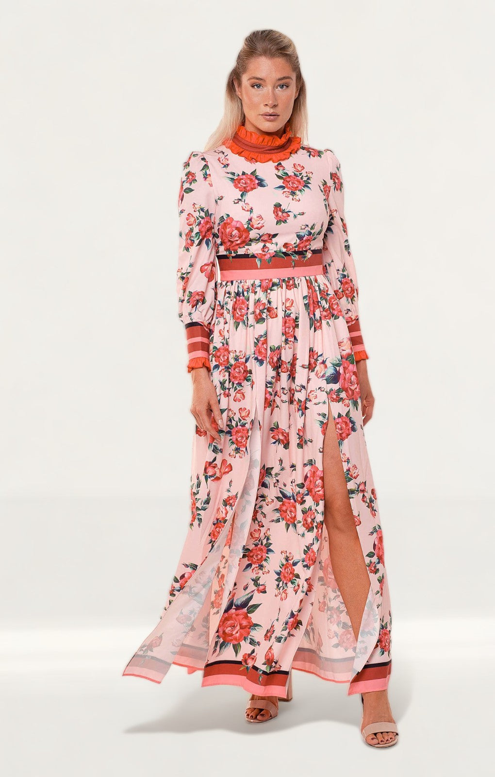 Comino Couture Pink Floral Let's Split Dress
