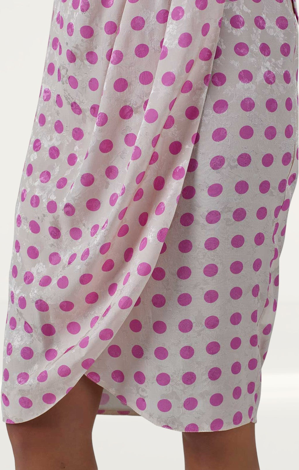 Closet London Cream Polka Dot Print Gathered Sleeve Midi Dress