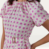 Closet London Cream Polka Dot Print Gathered Sleeve Midi Dress